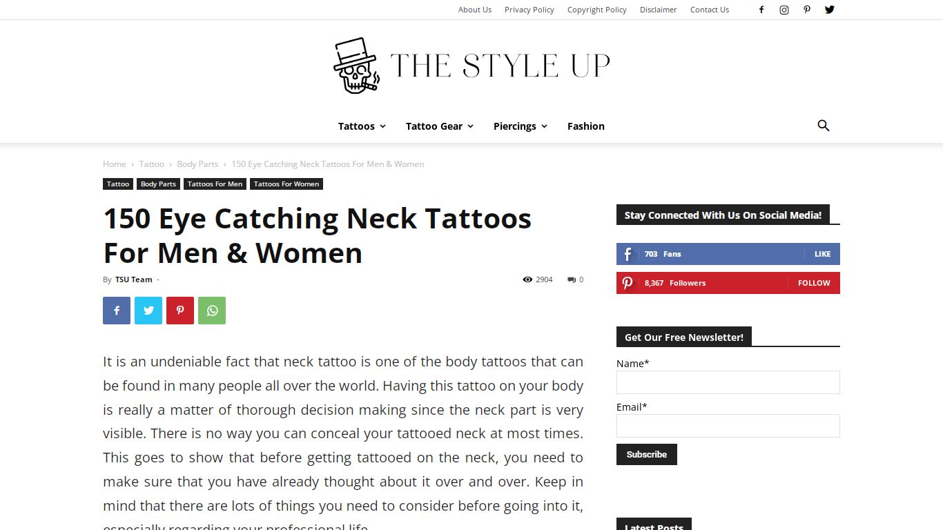 150 Eye Catching Neck Tattoos For Men & Women - The Style Up